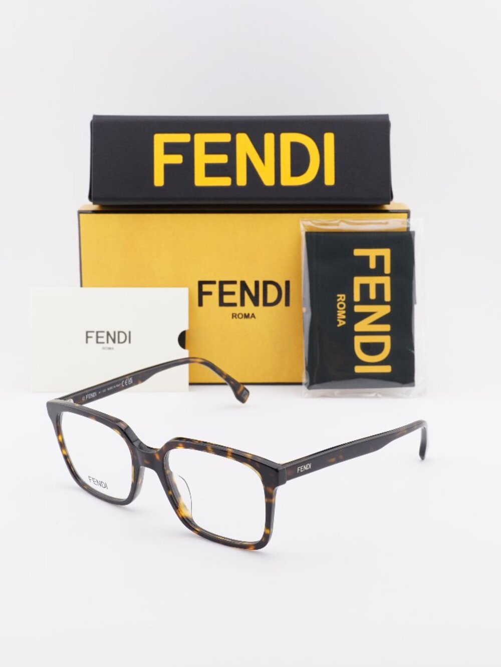 Fendi FE50032I 052 Square Eyeglasses 53mm - Havana